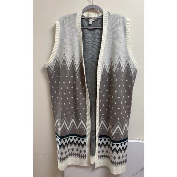 Cato Sweater Duster Size 26/28W Women’s Cream Gray Green - Picture 1 of 3